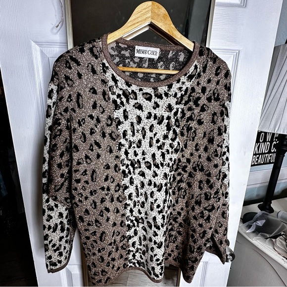 5 for $40 SALE! Michael Mims Kathy Cole Metallic Leopard Beadef Sweater  2xl - Picture 9 of 9